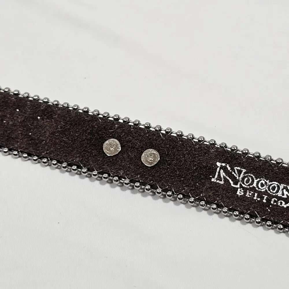 Nocona Cowgirl Western Brown/Rhinestone Heart Leather Belt Size 28 Bling - Picture 6 of 9
